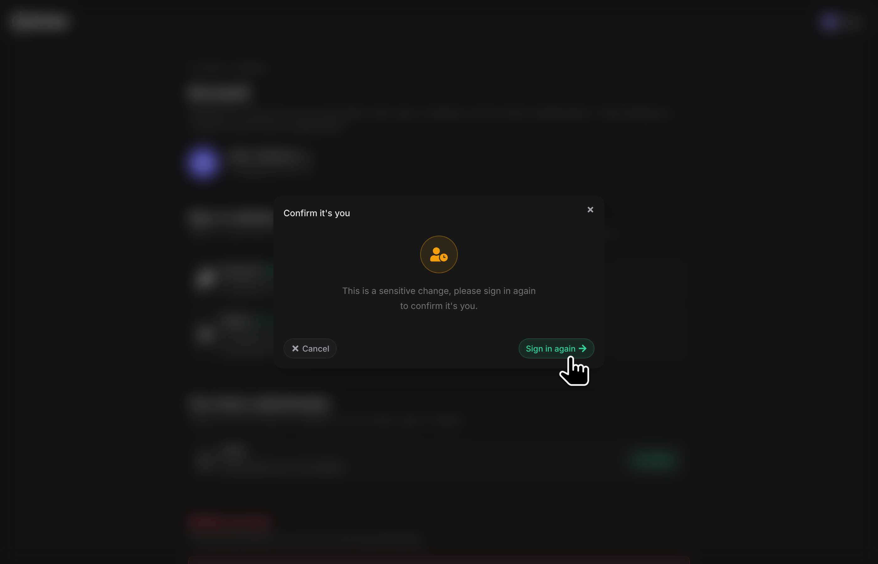 Confirm it's you dialog