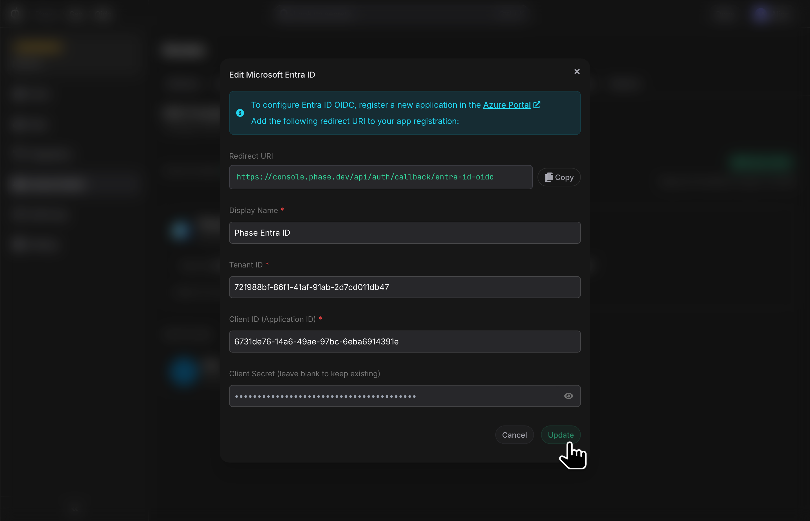 Edit provider dialog