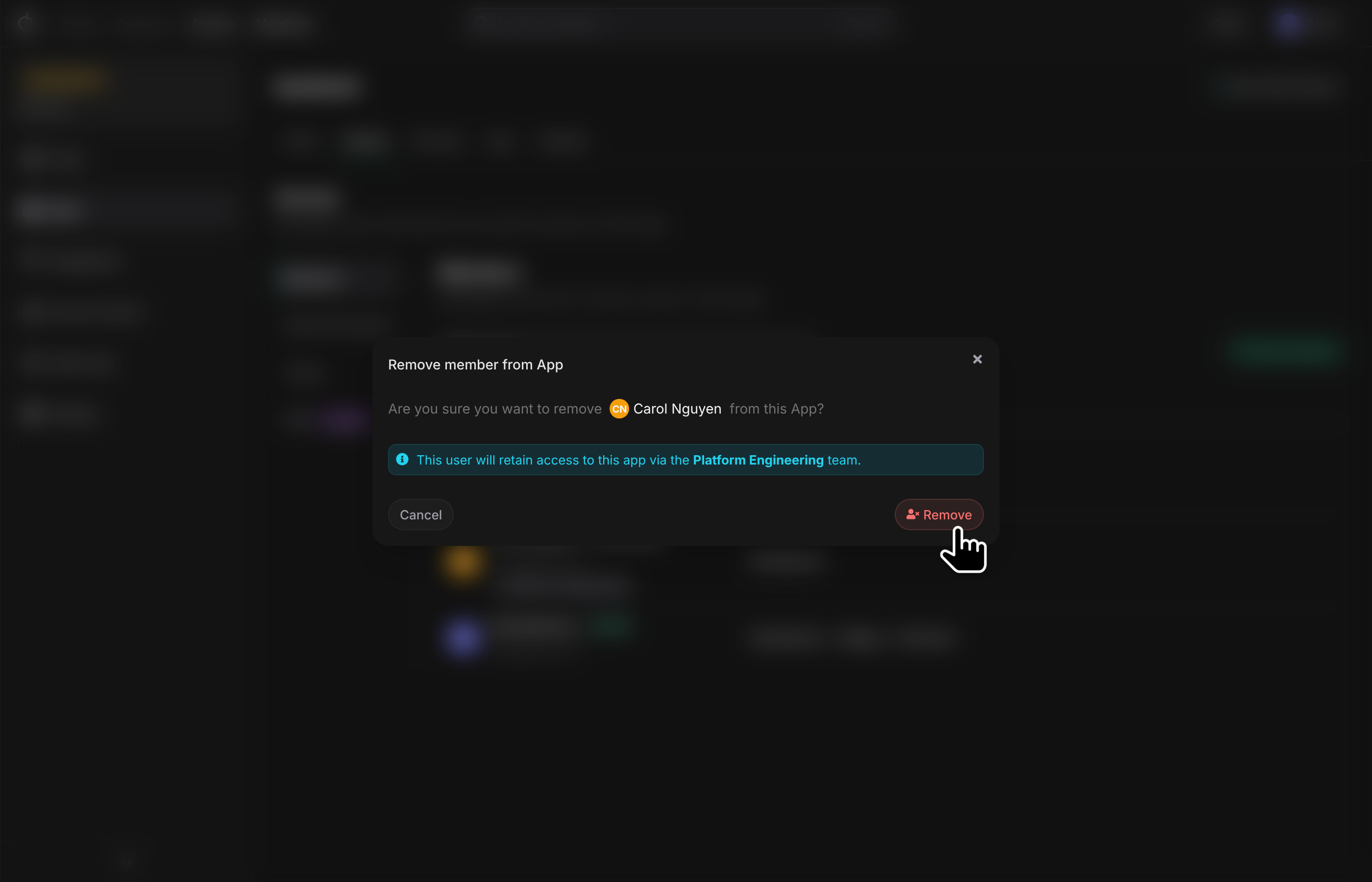 Remove a member from an App