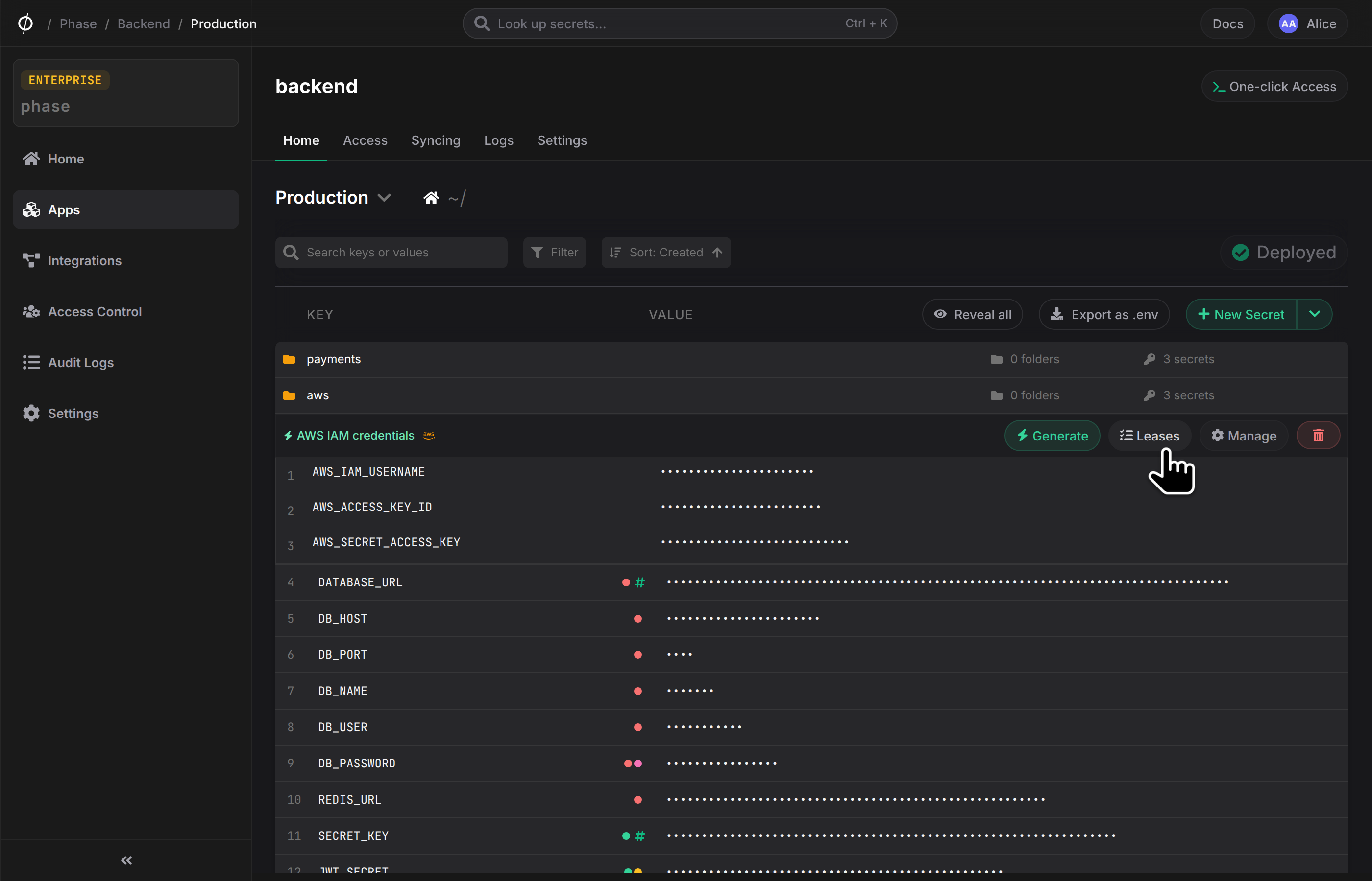 view leases button