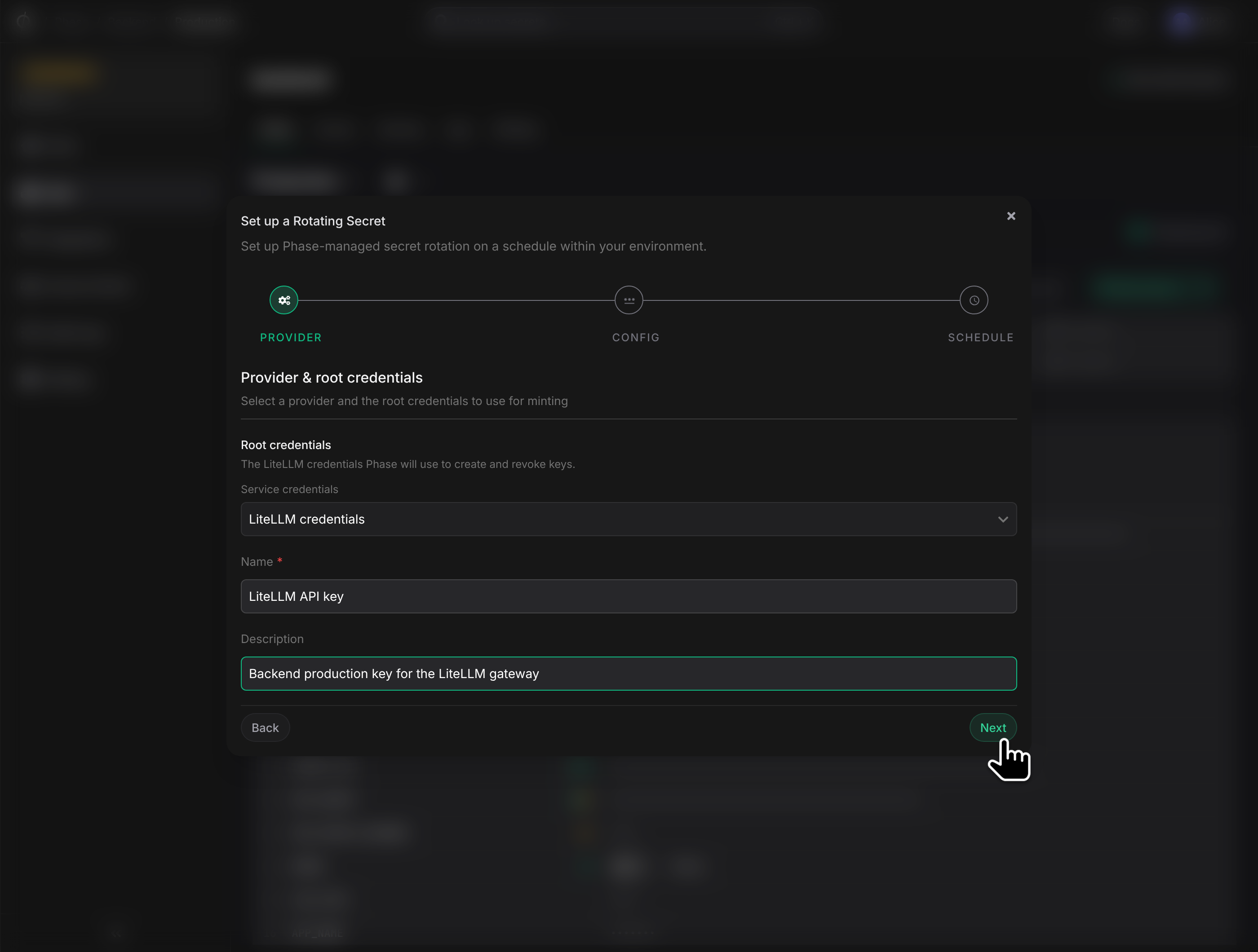 Rotating Secret with LiteLLM: provider and root credentials