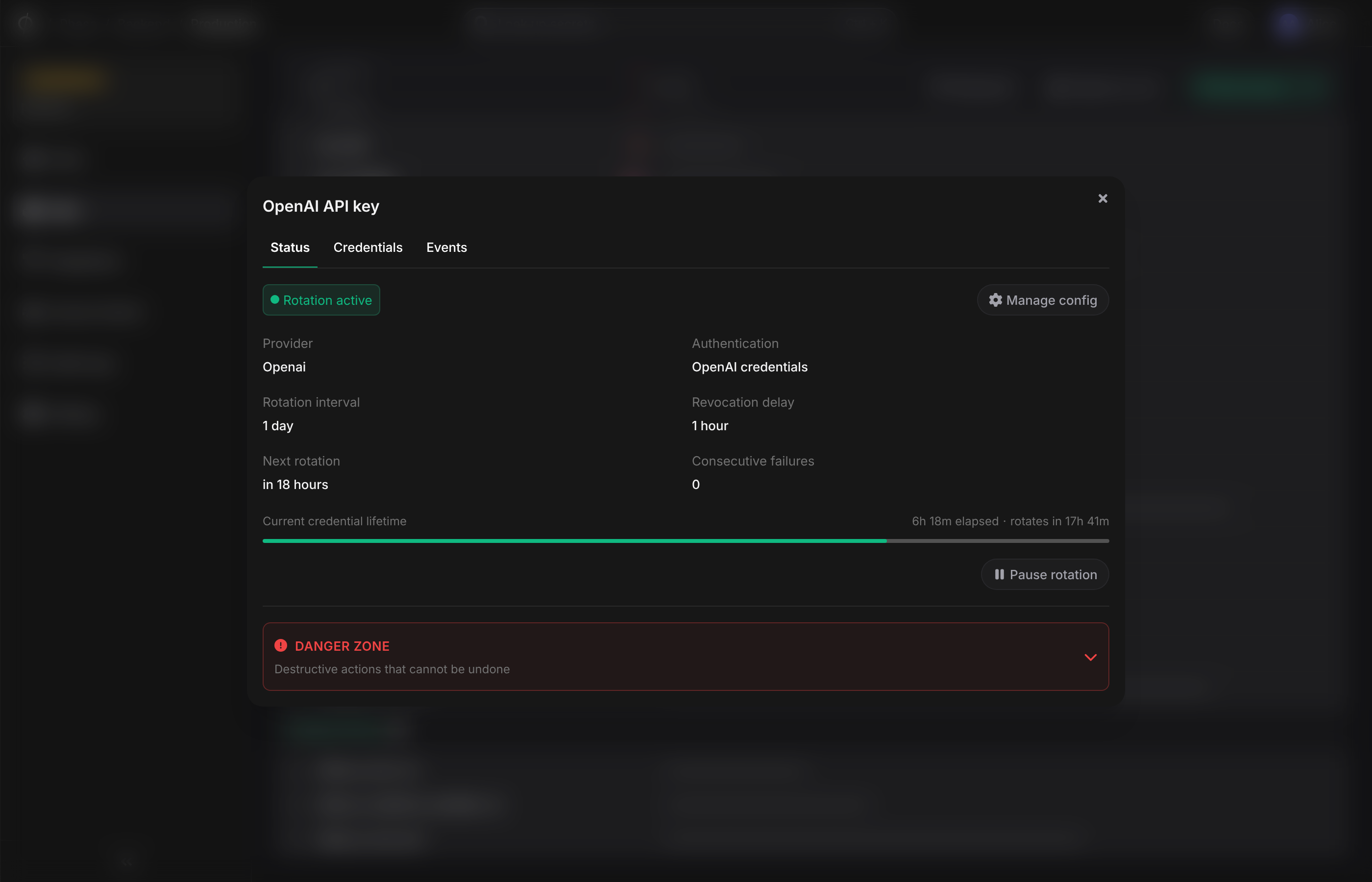 Manage a Rotating Secret: Status tab