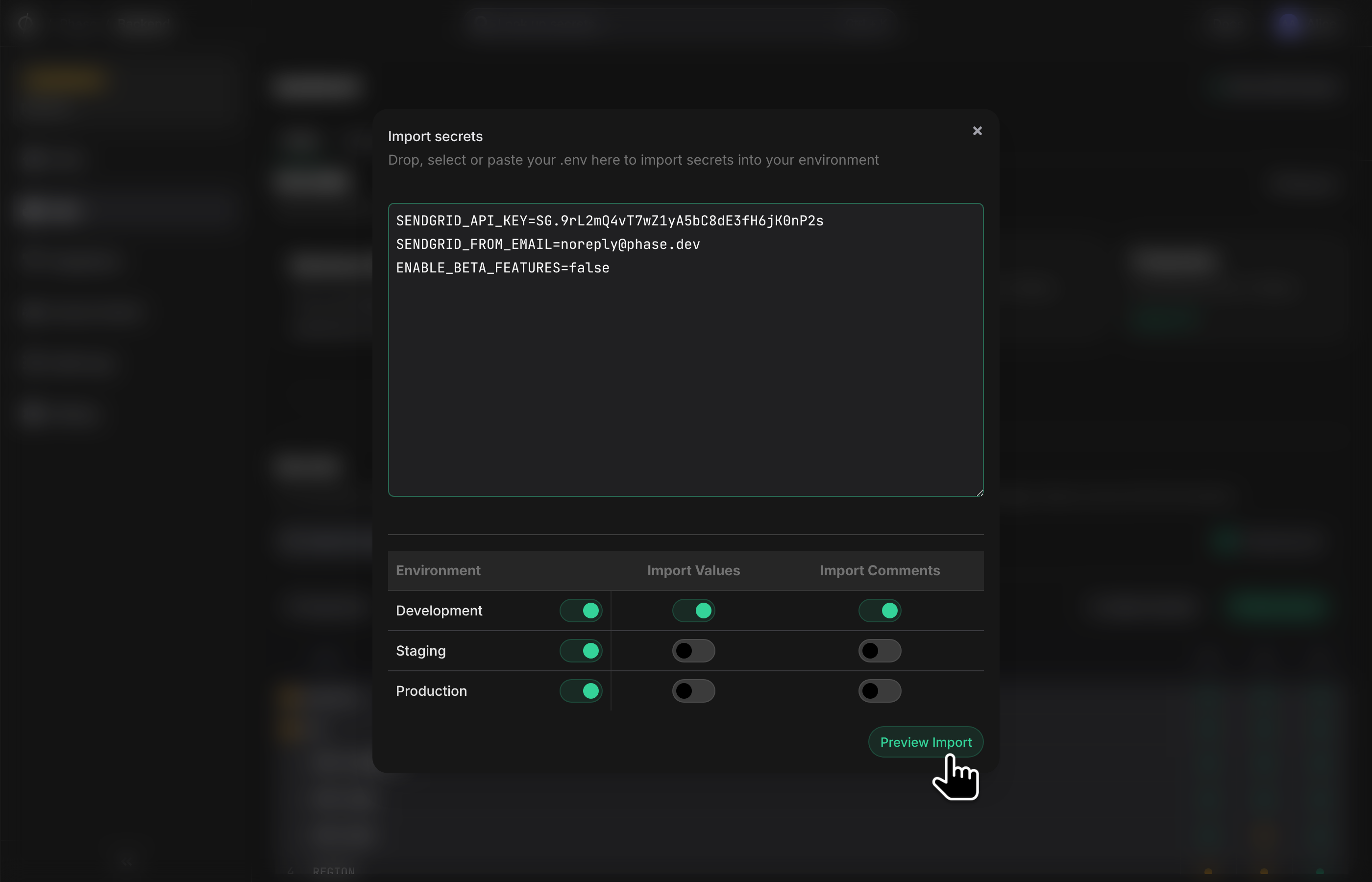 Import secrets into multiple Environments