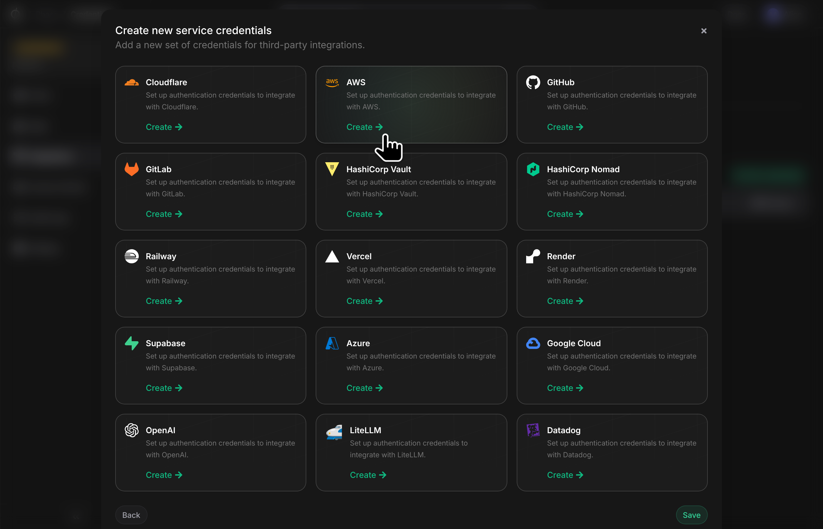 Click on AWS