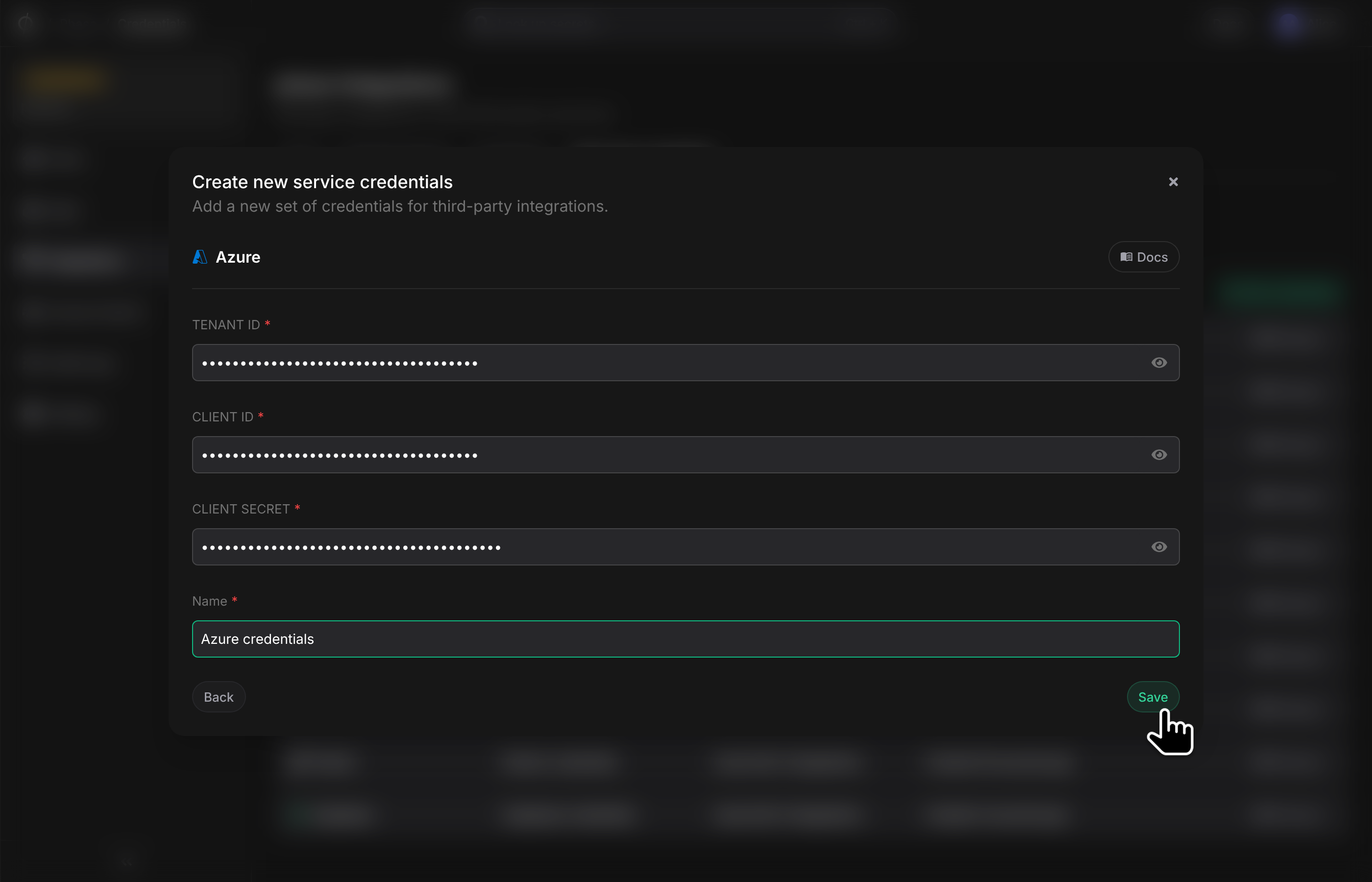 Create new Azure creds