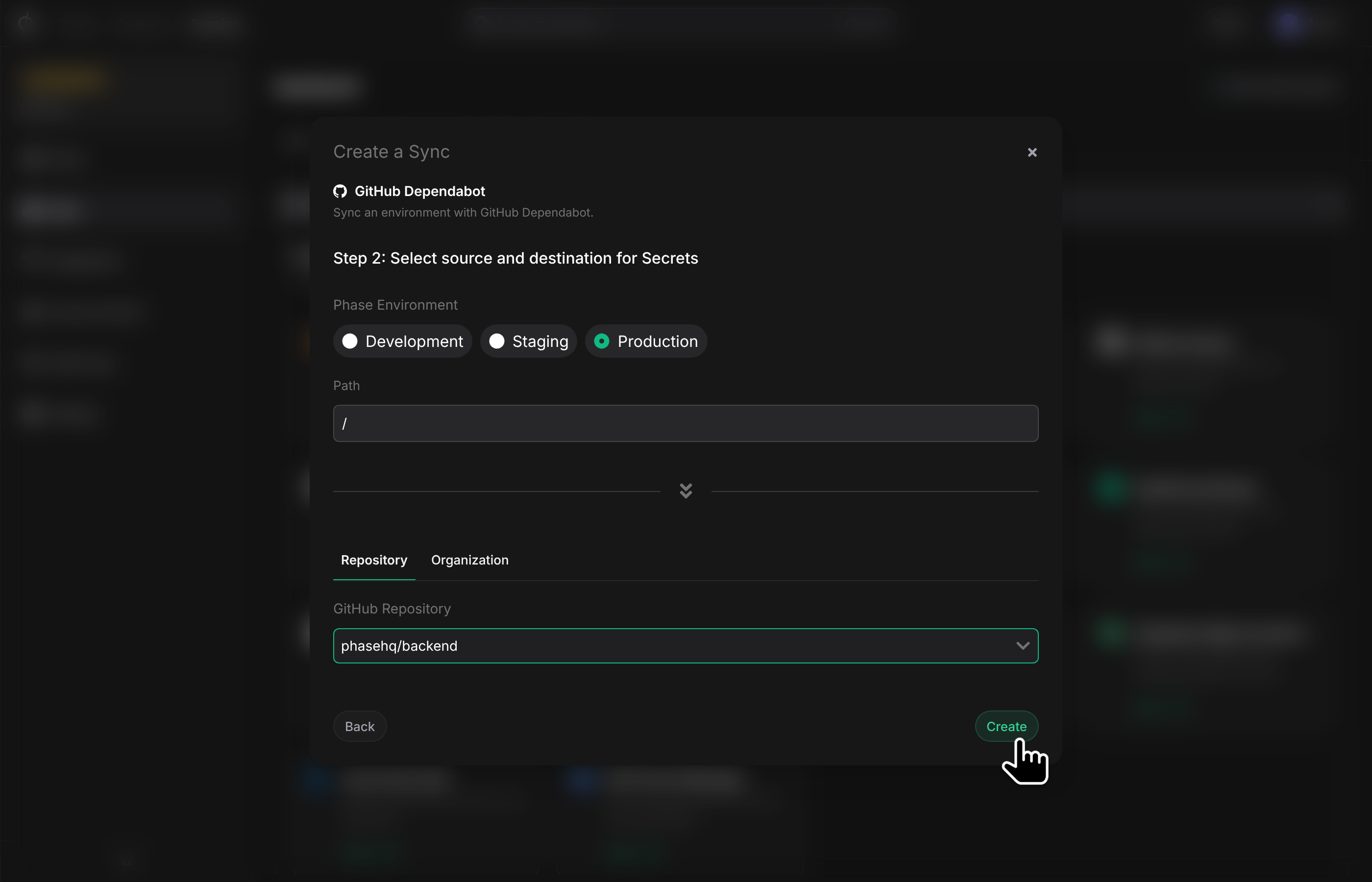 Configure sync