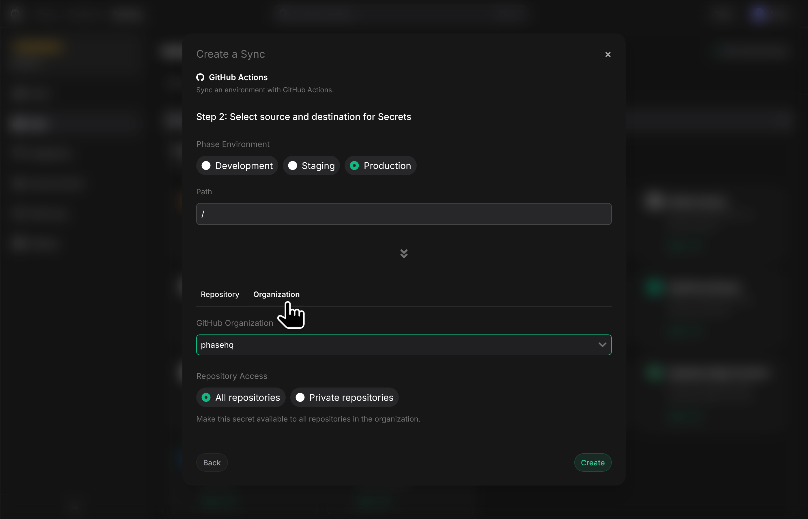 Configure an organization sync