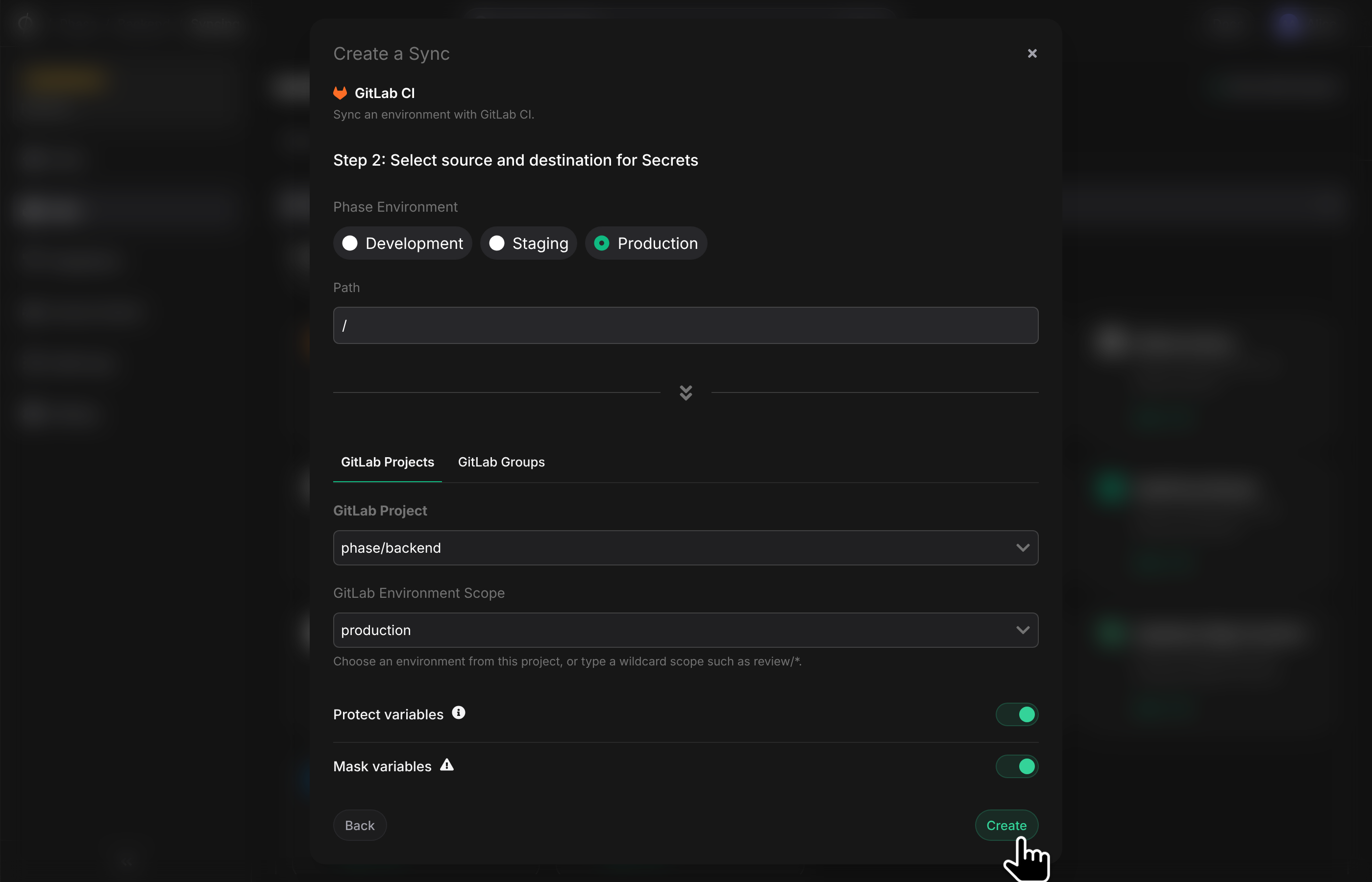 Configure sync