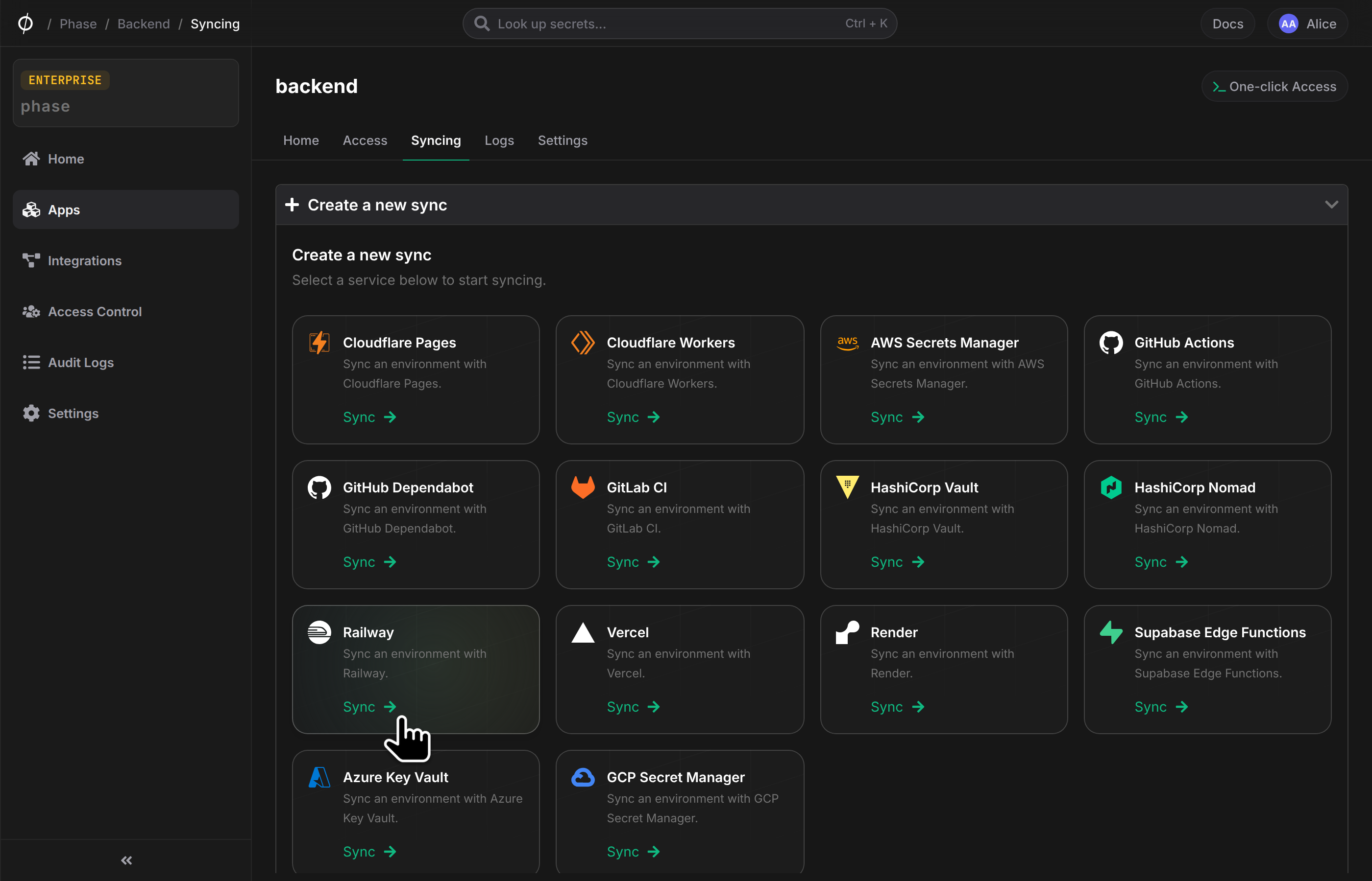 create railway sync
