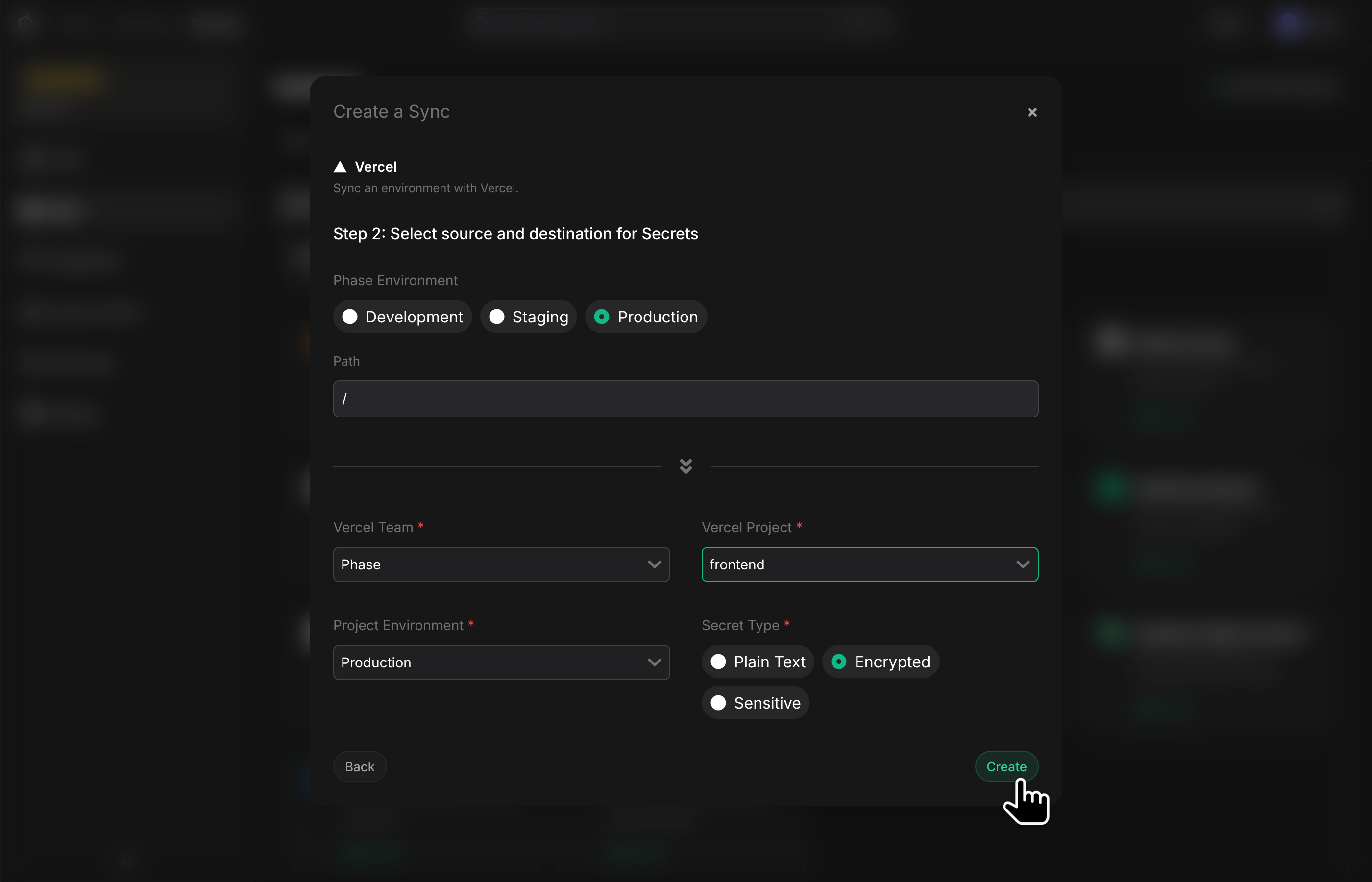 Set up the sync config